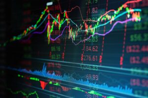Artist's Rendition of Stock Market Chart with Line Graph and Numbers adapted from uscc.gov image