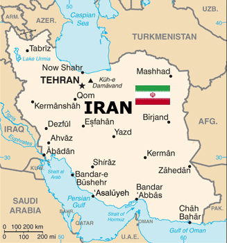 Iran Map and Flag adapted from .gov images