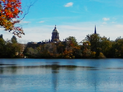 Saint Joseph's Lake at 'Notre Dame' with Basilica of the Sacred Heart and Golden Dome Across the Water