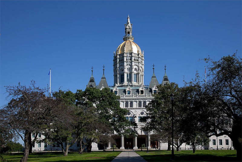 Connecticut State Capitol Building, adapted from image at nps.gov citing loc.gov and Highsmith