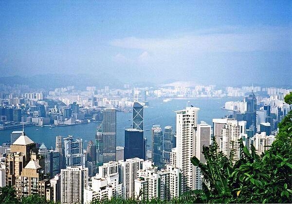 Hong Kong viewed from Victoria Peak, adapted from image at cia.gov