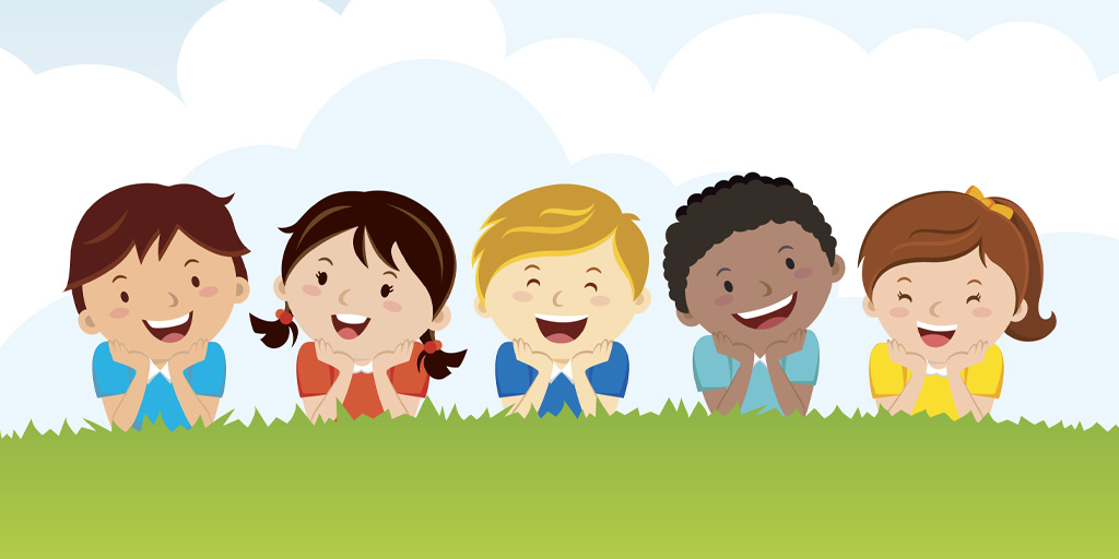 Cartoon Rendition of Laughing Children on Grassy Hilltop, adapted from image at nih.gov