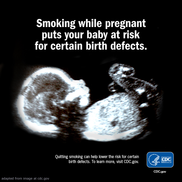 Ultrasound of Preborn Child in Womb, with anti-smoking message from CDC