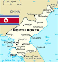 North Korea Map and Flag adapted from federal .gov image