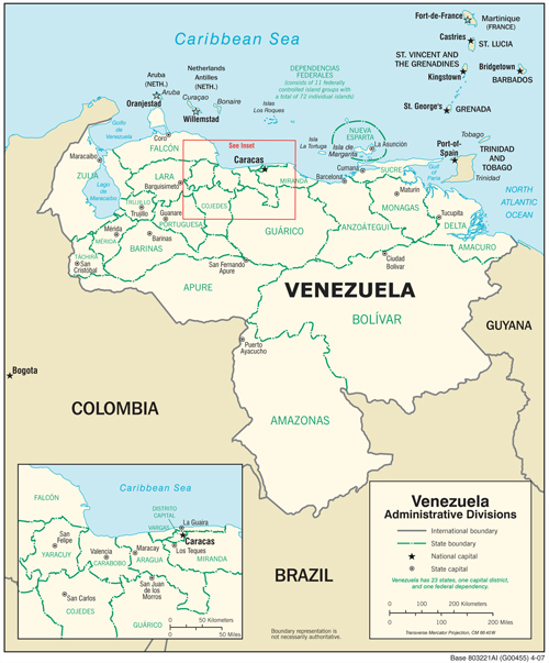 Venezuela Map adapted from cia.gov
