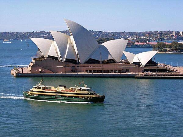 File Photo of Sydney, Australia, Opera House by Water adapted from cia.gov image