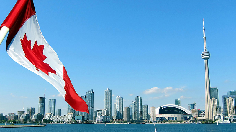 Toronto Skyline and Canadian Flag, adapted from usda.gov image