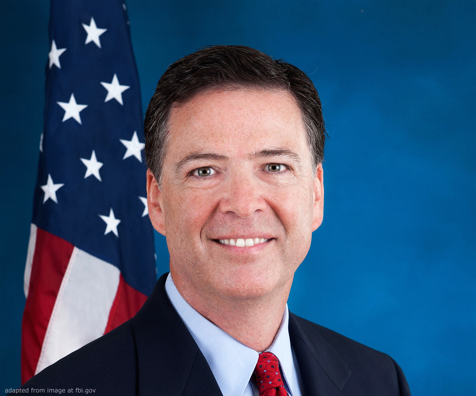 File Photo of James Comey with U.S. Flag in Background adapted from .gov image