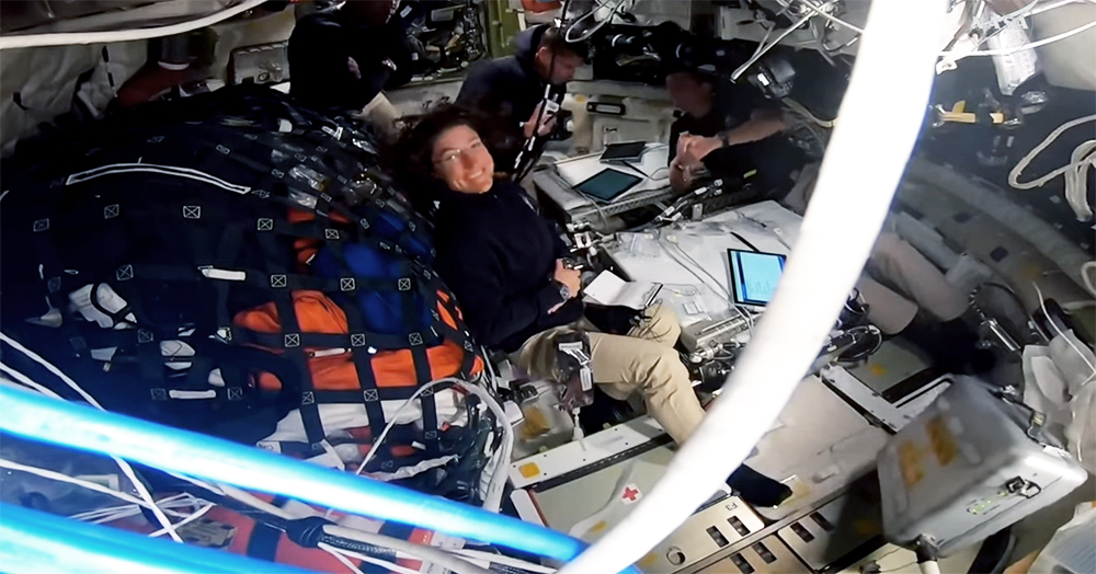 Interior of Orion Spacecraft with Astronaut Smiling, adapted from nasa.gov image