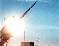 Patriot Missile Being Fired From Launcher, adapted from .gov image