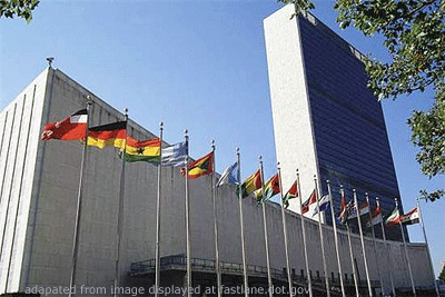 UN Building and World Flags adapted from .gov image