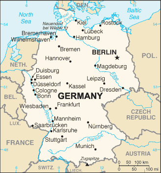 Germany Map adapted from cia.gov image