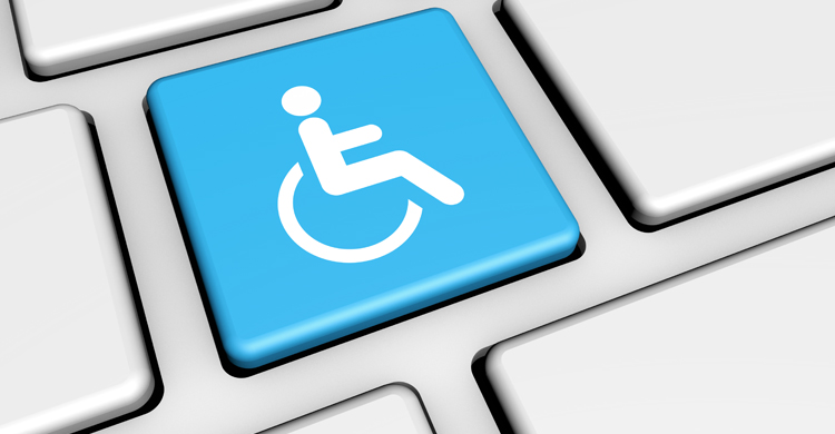 Stylized Image of Keyboard Console Including Button Bearing Handicapped Symbol