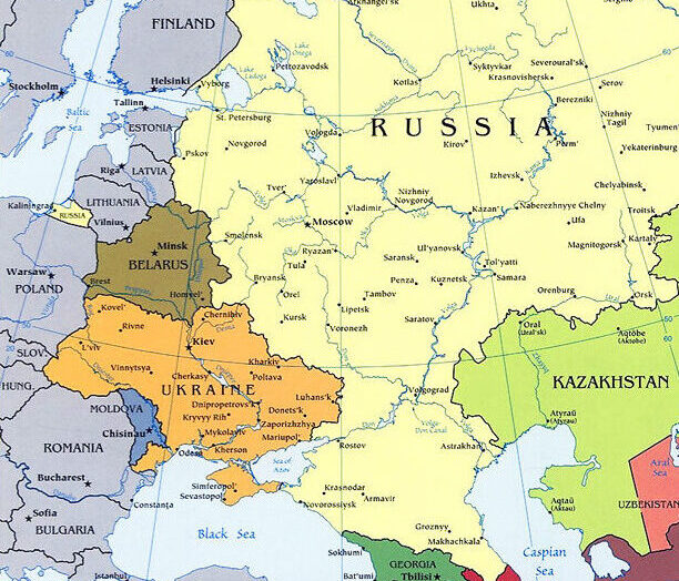 Map of Western Russia, Ukraine, and Environs