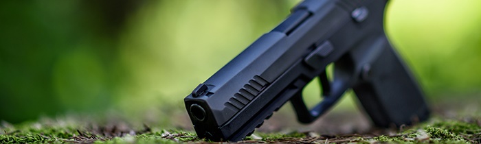 Sidearm Pointing Towards Grass, adapted from image at atf.gov