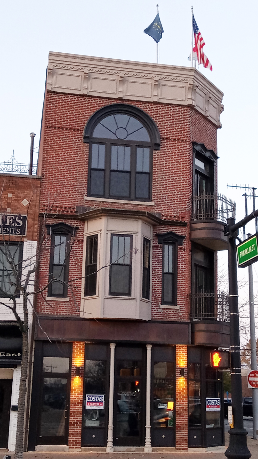 Valparaiso Building Containg Jon Costas Mayoral Campaign Office with Swastikas